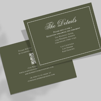 Olive Green Calligraphy Elegant Details RSVP Enclosure Card