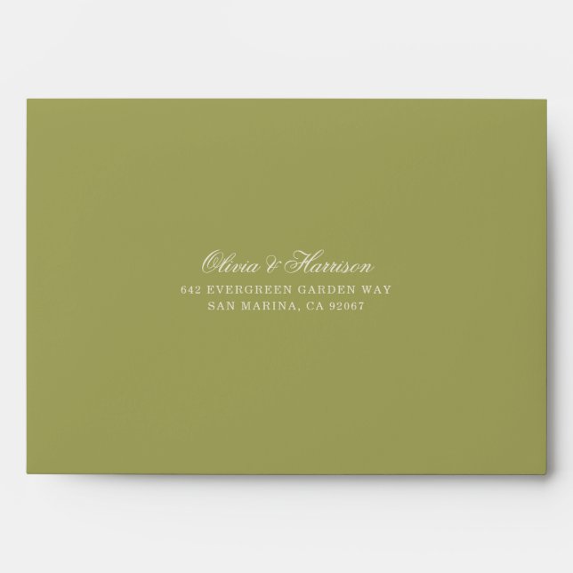 Olive Green Calligraphy Wedding Envelopes (Front)