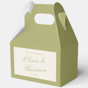Olive Green Calligraphy Wedding Favor Box