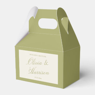 Olive Green Calligraphy Wedding Favor Box