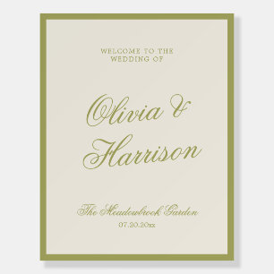 Olive Green Calligraphy Wedding Welcome Foam Board