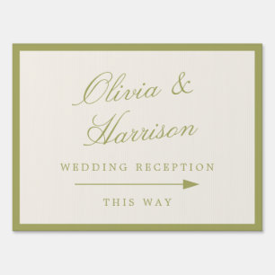 Olive Green Calligraphy Wedding Yard Sign