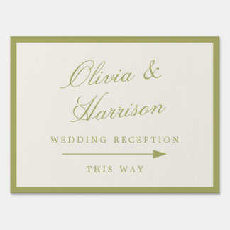 Olive Green Calligraphy Wedding Yard Sign