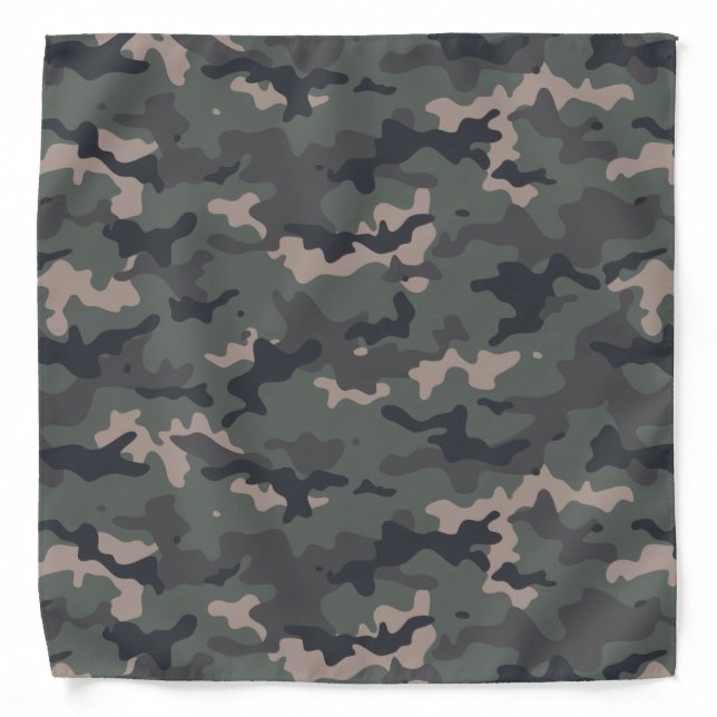 Olive Green Camo Pattern Bandana (Front)