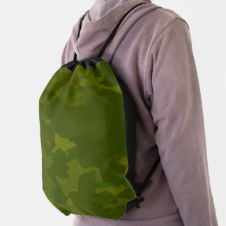 Olive Green Camouflage Pattern Drawstring Bag
