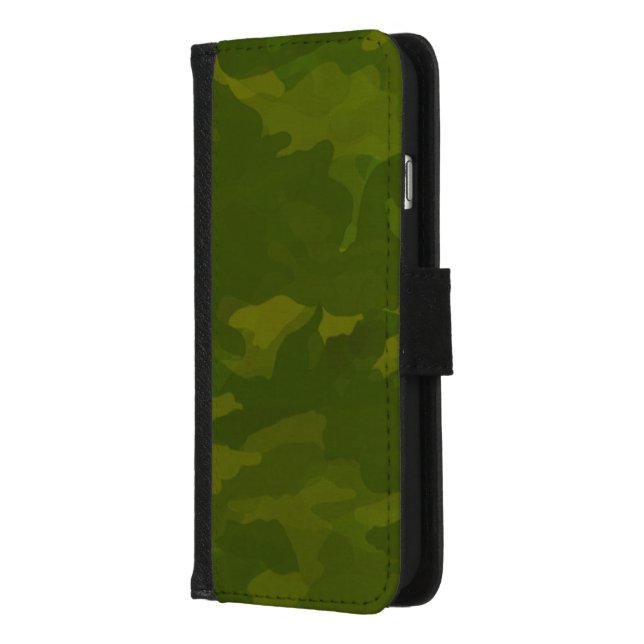 Olive Green Camouflage Pattern iPhone Wallet Case (Left)