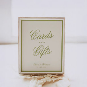 Olive Green Cards and Gifts Wedding Table Sign