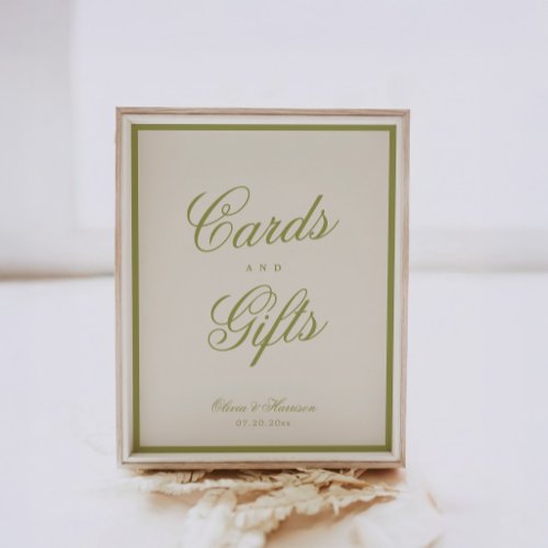 Olive Green Cards and Gifts Wedding Table Sign