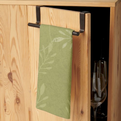 Olive Green Casual or Formal Botanical Kitchen Towel