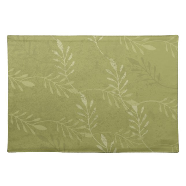 Olive Green Casual or Formal Botanical Placemat (Front)