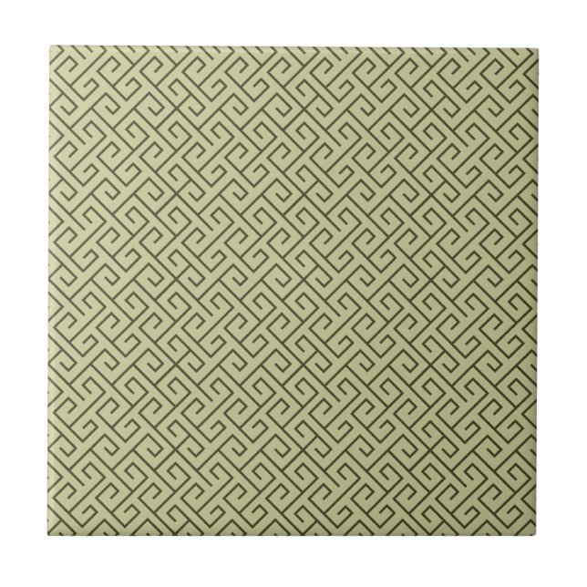 Olive Green Celtic Spiral Right Angle Lines Tile (Front)
