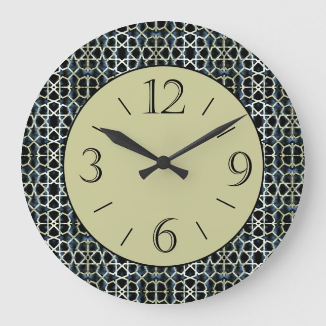 Olive Green Centre / Black White Border Wall Clock (Front)