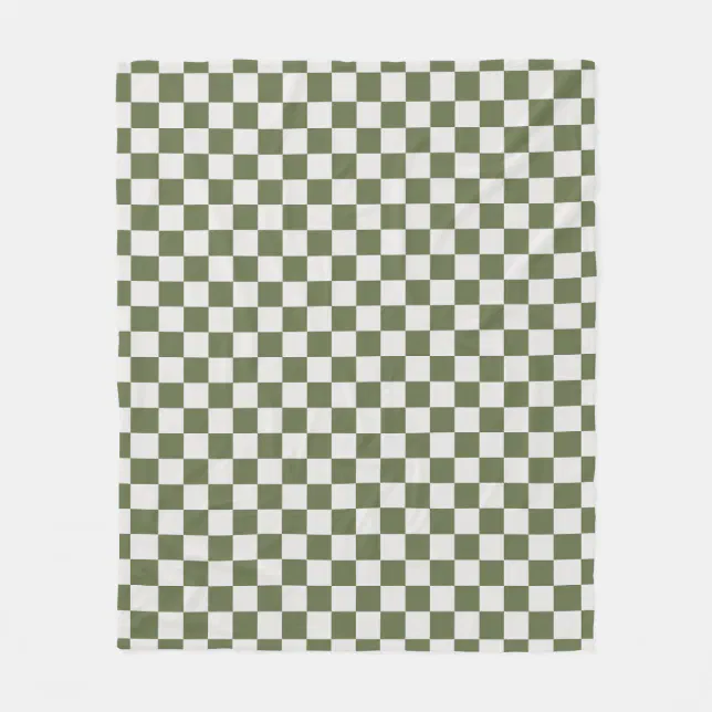 Olive Green Checkered Pattern Checkerboard Check Fleece Blanket | Zazzle