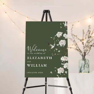 Olive Green Chinoiserie Wedding Welcome Sign
