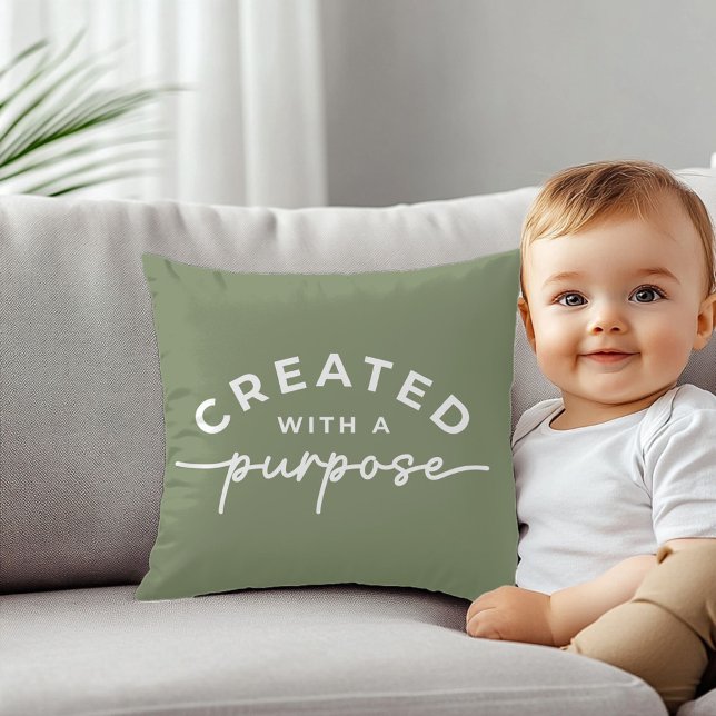 Olive Green Christian quote Throw Pillow (Creator Uploaded)