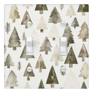 Olive Green Christmas Trees Light Switch Cover