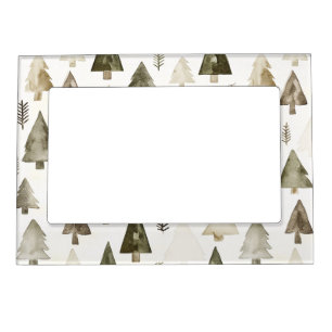 Olive Green Christmas Trees Magnetic Frame