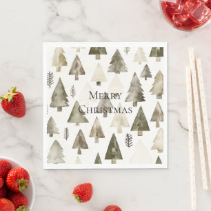 Olive Green Christmas Trees Napkins