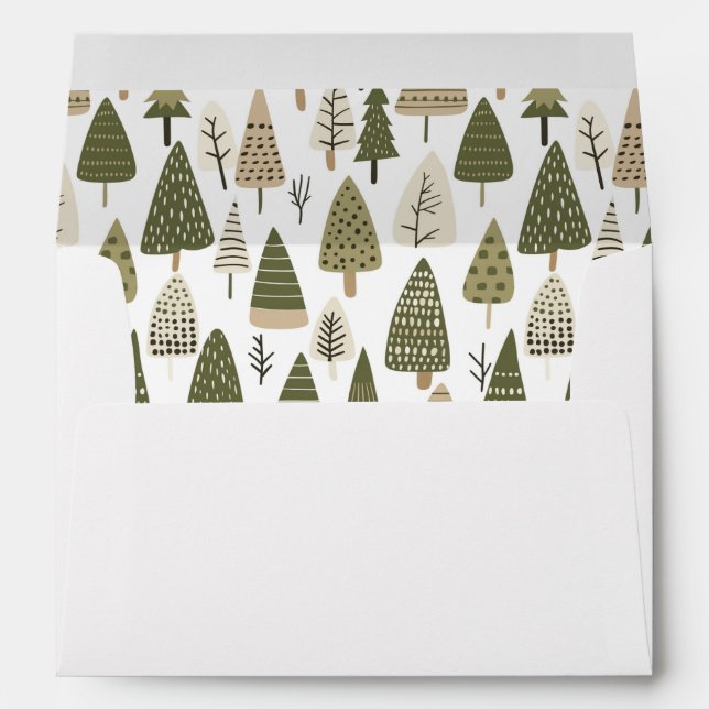  Olive Green Christmas Trees  Pattern  Envelope (Back (Bottom))