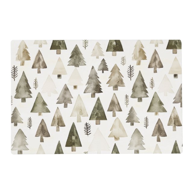 Olive Green Christmas Trees Placemat (Front)
