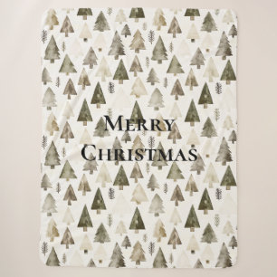 Olive Green Christmas Trees Sherpa Blanket