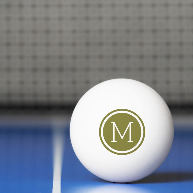 Olive Green Circle Monogram Personalized Ping-Pong Ball (Net)