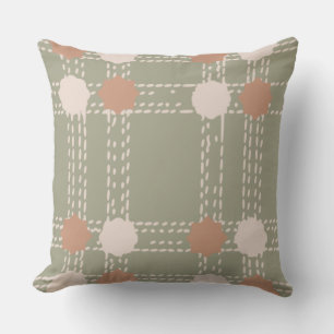 Olive Green Circle Pattern Throw Pillow