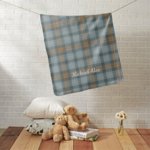 Olive Green Classic Plaid Custom Baby Blanket