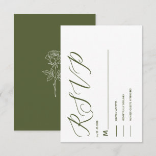 OLIVE GREEN CLASSIC simple RSVP CARD