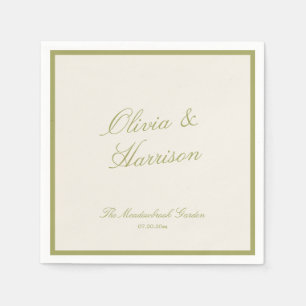 Olive Green Classic Wedding Napkins