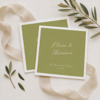 Olive Green Classic Wedding Napkins
