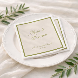 Olive Green Classic Wedding Napkins