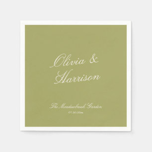 Olive Green Classic Wedding Napkins