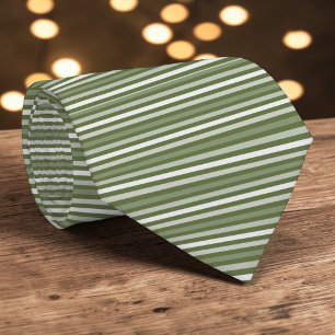 Olive Green Color Stripes Necktie