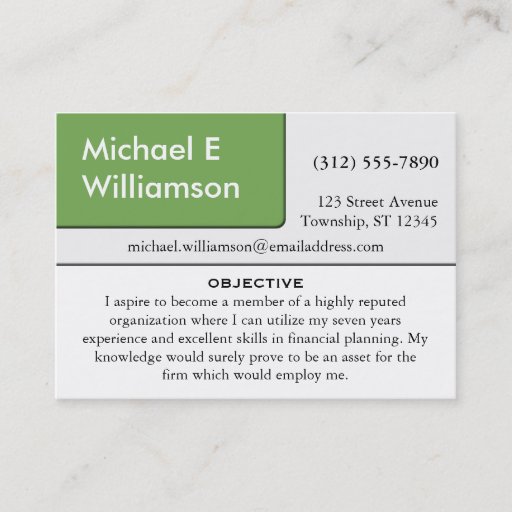 Customizable Olive Green Corner RESUME Business Cards