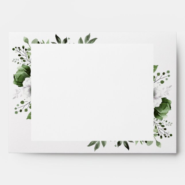 Olive Green Country Floral Return Address Envelope (Front)