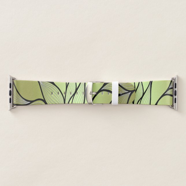 Olive Green Creative Leave Pattern  Apple Watch Band (Band)
