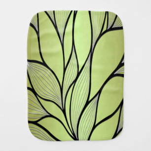 Olive Green Creative Leave Pattern  Baby Burp Cloth