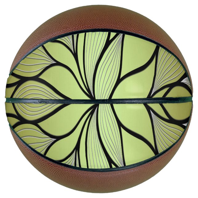 Olive Green Creative Leave Pattern  Basketball (Front)