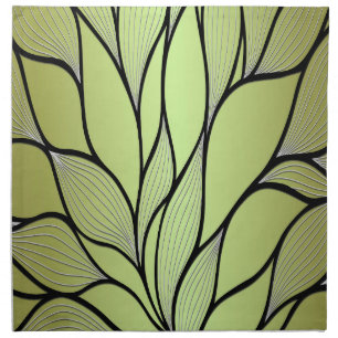 Olive Green Creative Leave Pattern Cloth Napkin