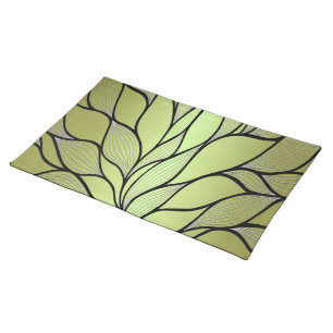 Olive Green Creative Leave Pattern Cloth Placemat