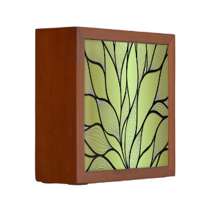 Olive Green Creative Leave Pattern Desk Organizer