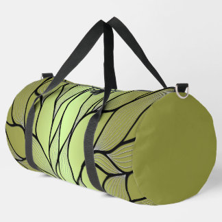 Olive Green Creative Leave Pattern Duffle Bag