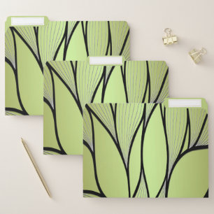 Olive Green Creative Leave Pattern File Folder