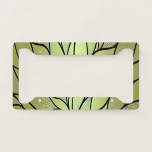 Olive Green Creative Leave Pattern  License Plate Frame