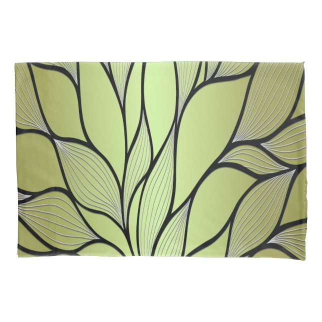 Olive Green Creative Leave Pattern  Pillow Case (Front)