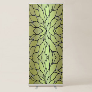Olive Green Creative Leave Pattern Retractable Banner