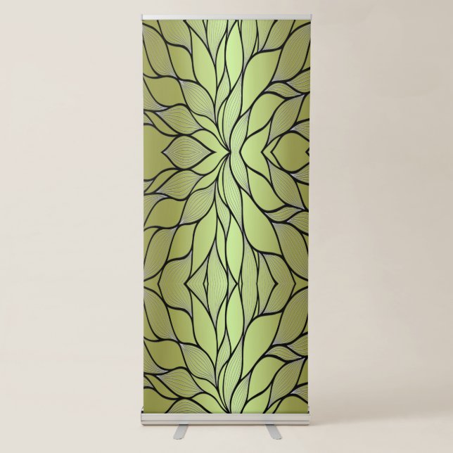 Olive Green Creative Leave Pattern  Retractable Banner (Front)