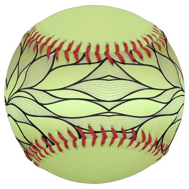 Olive Green Creative Leave Pattern  Softball (Front)