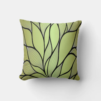Olive Green Creative Leave Pattern Throw Pillow